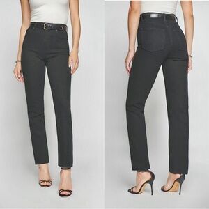 Reformation Liza Ultra High Rise Straight Jeans Washed Black Stretchy size 25